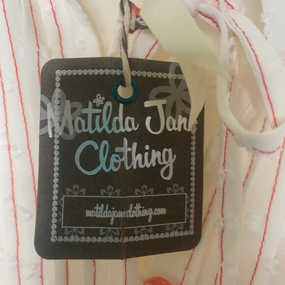 NWT Matilda Jane Blouse Womens Size M White Swiss Dot Peasant Button-Up Sheer - Picture 3 of 13